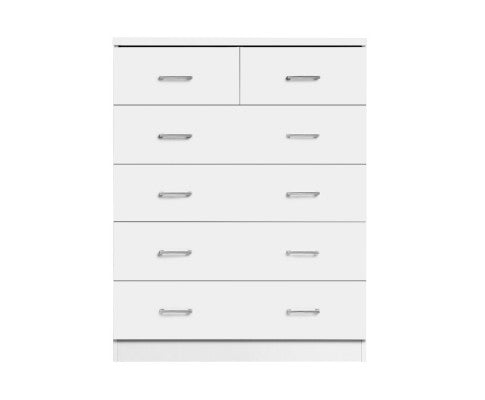 Tallboy Dresser Table 6 Chest of Drawers Cabinet Bedroom Storage White