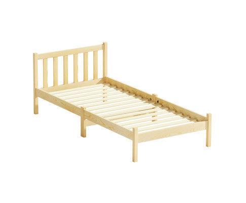 Bed Frame Wooden Single Size Pine Timber Mattress Base OAK
