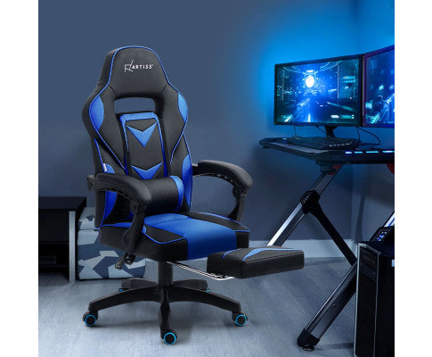 Office Chair Computer Desk Gaming Chair Study Home Work Recliner Black Blue