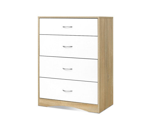 4 Chest of Drawers Tallboy Dresser Table Bedroom Storage White Wood Cabinet