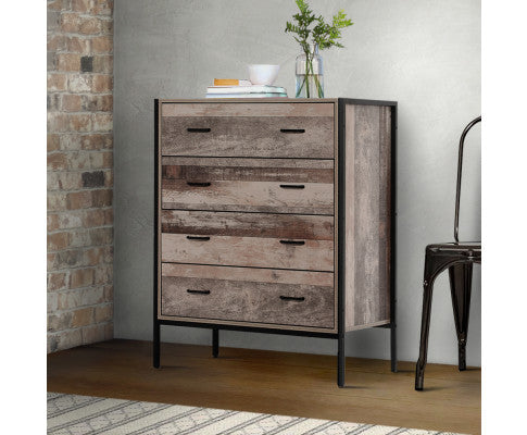 Chest of Drawers Tallboy Dresser Storage Cabinet Industrial Rustic