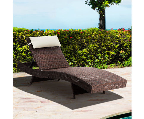 Outdoor Wicker Sun Lounge - Brown