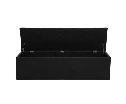 Storage Ottoman Blanket Box Black LARGE Leather Rest Chest Toy Foot Stool