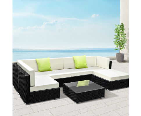 7PC Outdoor Furniture Sofa Set Wicker Garden Patio Pool Lounge