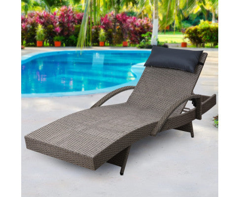 Outdoor Sun Lounge Furniture Day Bed Wicker Pillow Sofa Set