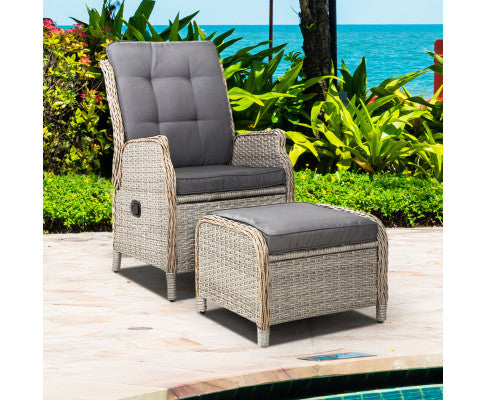 Recliner Chair Sun lounge Outdoor Setting Patio Furniture Wicker Sofa