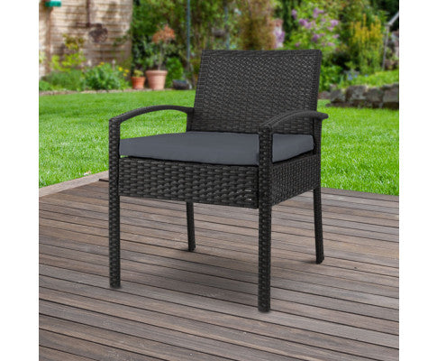 Outdoor Furniture Bistro Wicker Chair Black