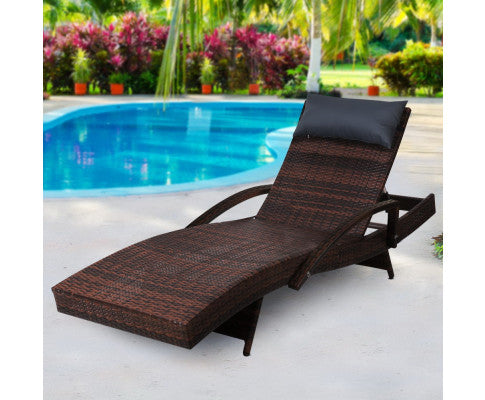 Outdoor Sun Lounge Furniture Day Bed Wicker Pillow Sofa Set