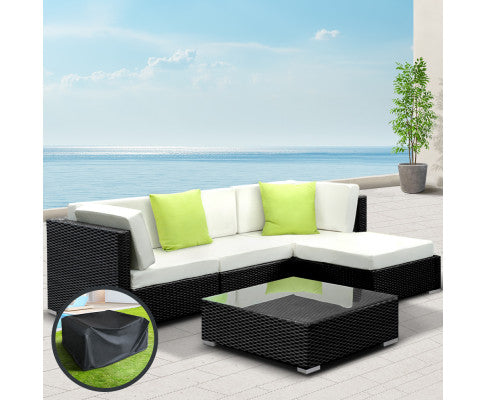 5PC Sofa Set with Storage Cover Outdoor Furniture Wicker