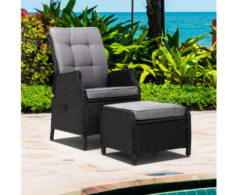 Recliner Chair Sun lounge Setting Outdoor Furniture Patio Wicker Sofa