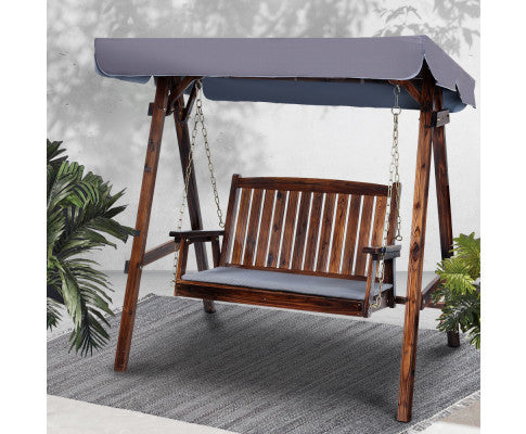 Swing Chair Wooden Garden Bench Canopy 2 Seater Outdoor Furniture