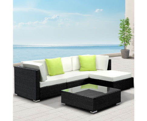 5PC Outdoor Furniture Sofa Set Wicker Garden Patio Pool Lounge