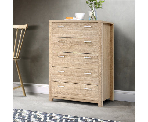 5 Chest of Drawers Tallboy Dresser Table Bedroom Storage Cabinet