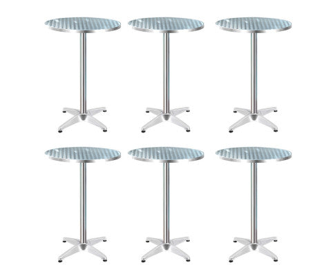 6pcs Outdoor Bar Table Furniture Adjustable Aluminium Cafe Table Round