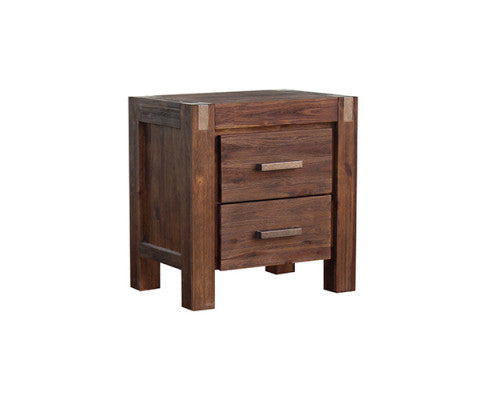 Bedside Table 2 drawers Night Stand Solid Wood Acacia Storage in Chocolate Colour