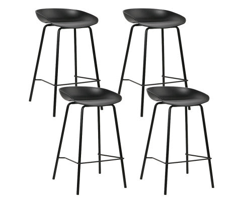 Set of 4 Metal Bar Stools - Black