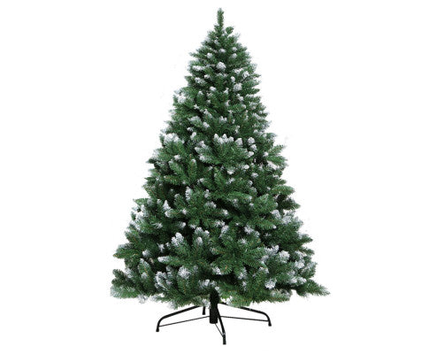 Christmas Tree 2.4M Xmas Trees Decorations Snowy Green 1400 Tips