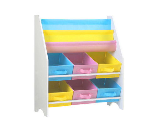 Kids Bookcase Childrens Bookshelf Toy Storage Organizer 2 Tiers Shelves