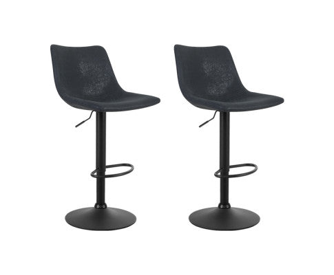 Set of 2 Bar Stools Gas Lift- Black