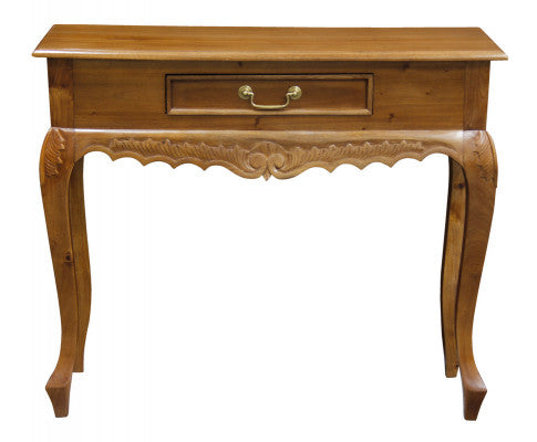 Carved 1 Drawer Sofa Table (Light Pecan)