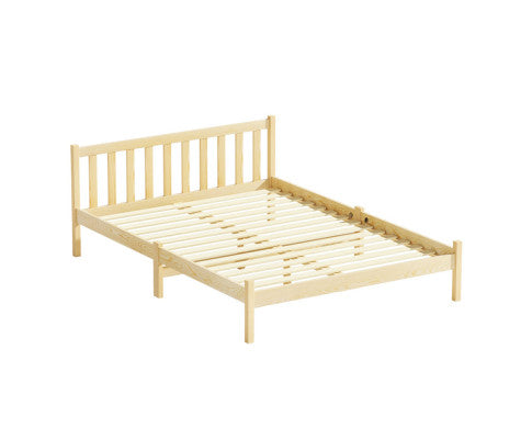 Bed Frame Wooden Double Size Bed Base Pine Timber Mattress Foundation Oak