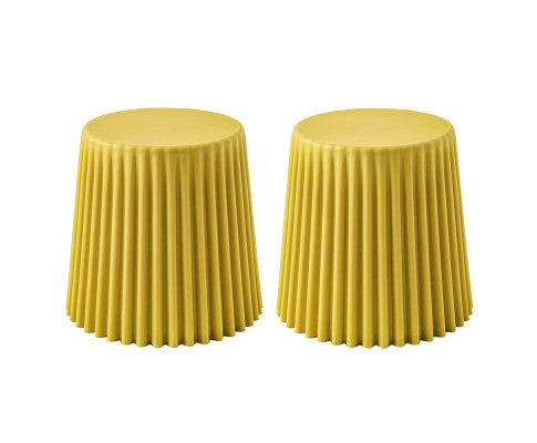 Set of 2 Cupcake Stool Plastic Stacking Bar Stools Dining Chairs Kitchen Yellow