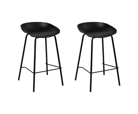 Set of 2 Metal Bar Stools - Black