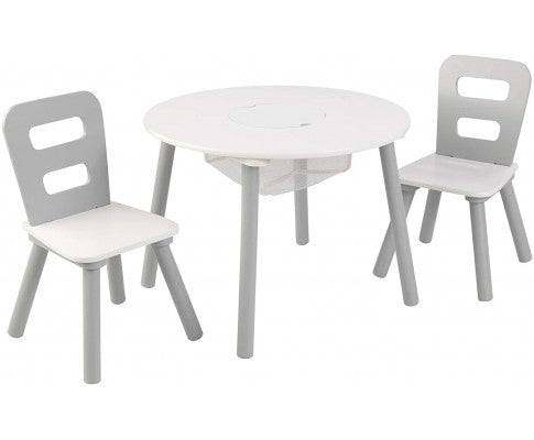 Round Table and 2 Chair Set for kids (Gray)