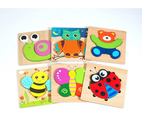 6 Pack Wooden Animals Puzzles for Toddlers Kids 3+ Years Old Educational Preschool Toys