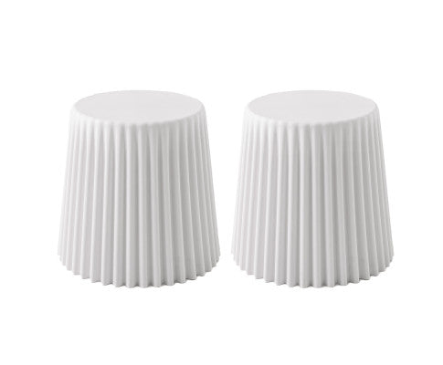 Set of 2 Cupcake Stool Plastic Stacking Bar Stools Dining Chairs Kitchen White