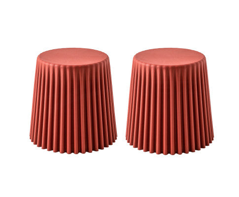 Set of 2 Cupcake Stool Plastic Stacking Bar Stools Dining Chairs Kitchen Red