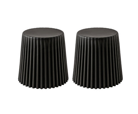 Set of 2 Cupcake Stool Plastic Stacking Bar Stools Dining Chairs Kitchen Black