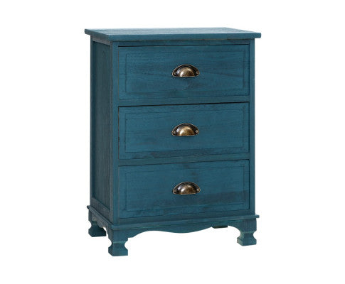 Bedside Tables Drawers Side Table Cabinet Vintage Blue Storage Nightstand