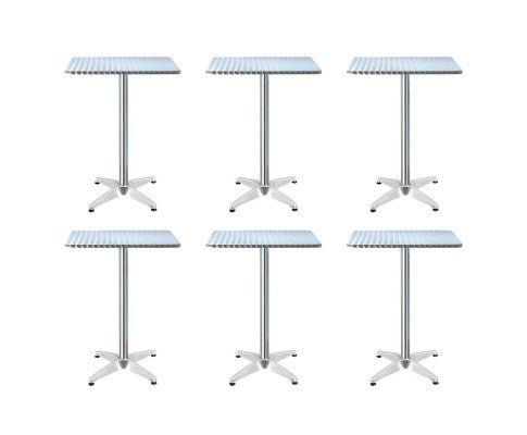 6pcs Outdoor Bar Table Furniture Adjustable Aluminium Square Cafe Table