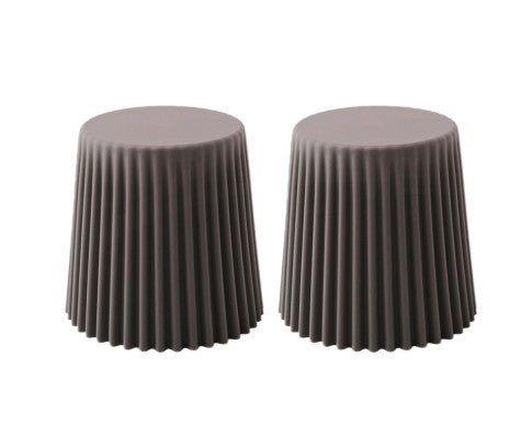 Set of 2 Cupcake Stool Plastic Stacking Bar Stools Dining Chairs Kitchen Grey