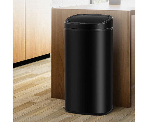 68L Motion Sensor Bin Automatic Stainless Steel Kitchen Rubbish Trash - Black