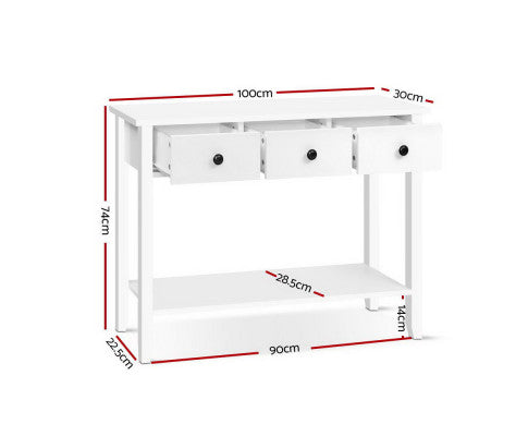 Hallway Console Table Hall Side Entry 3 Drawers Display White Desk Furniture