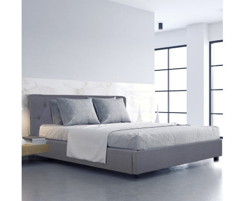 Metro , Vic , Qld , Nsw , Act delivery only / Gas Lift Bed Frame Base And Headboard With Storage - King - Grey