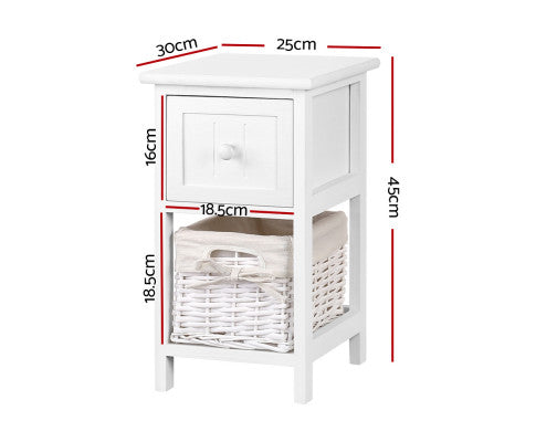 2 PCS Bedside Table - White