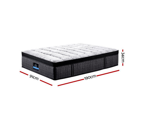 Single Bed Mattress 9 Zone Pocket Spring Latex Foam Medium Firm 34cm