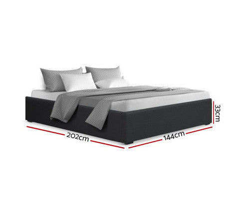 Double Size Storage Gas Lift Bed Frame without Headboard Fabric Charcoal