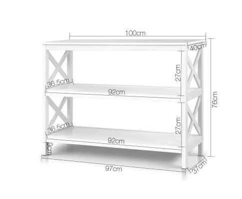 Wooden Storage Console Table - White