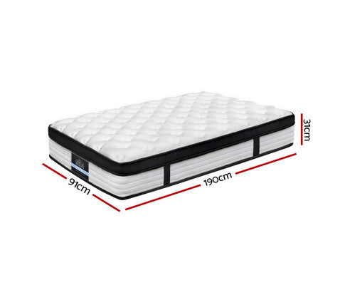 Euro Top Pocket Spring Mattress 31cm Thick Single