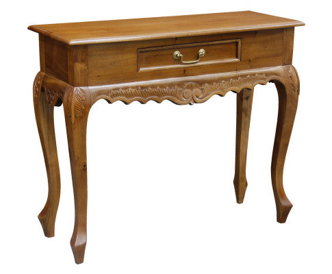 Carved 1 Drawer Sofa Table (Light Pecan)