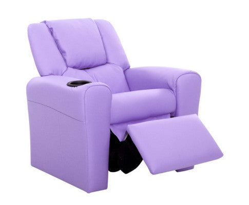 Kids Recliner Chair Purple PU Leather Sofa Lounge Couch Children Armchair