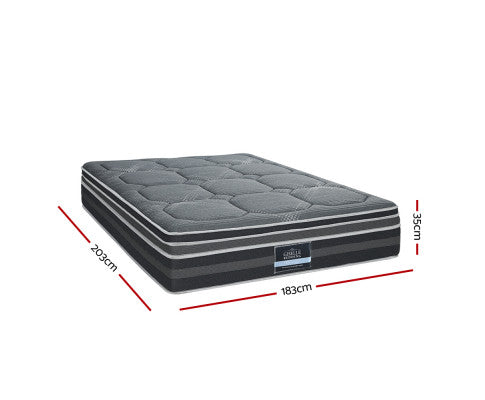 35CM KING Mattress Bed 7 Zone Dual Euro Top Pocket Spring Medium Firm