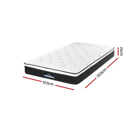 Euro Top Bonnell Spring Mattress 21cm Thick King Single