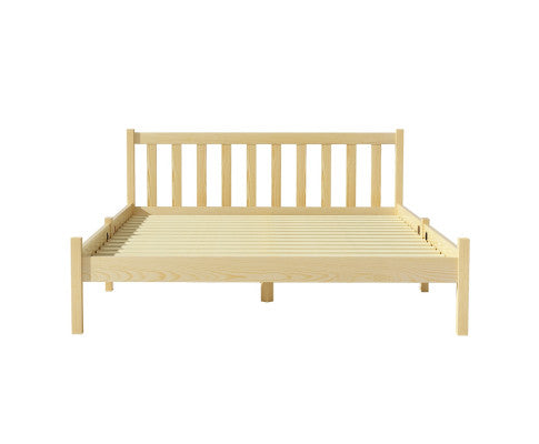 Bed Frame Wooden Double Size Bed Base Pine Timber Mattress Foundation Oak