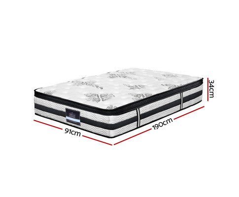 Euro Top Pocket Spring Mattress 34cm Thick Single