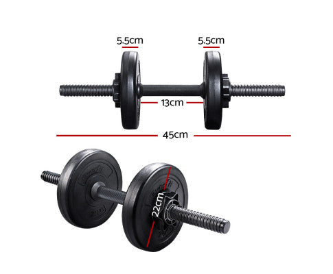 12KG Dumbbells Dumbbell Set Weight Plates Home Gym Fitness Exercise